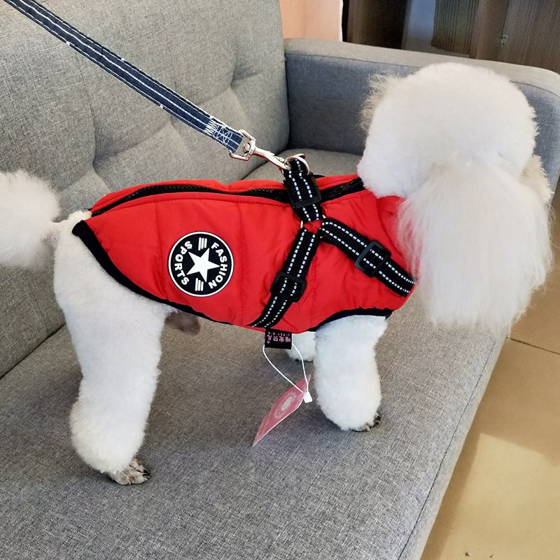 All in one waterproof dog coat with harness