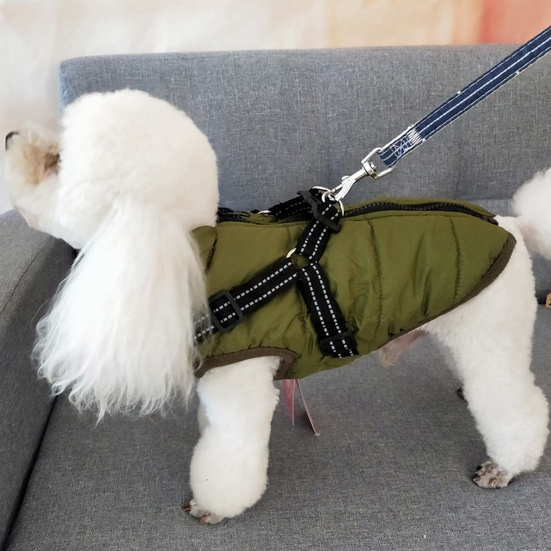 All in one waterproof dog coat with harness