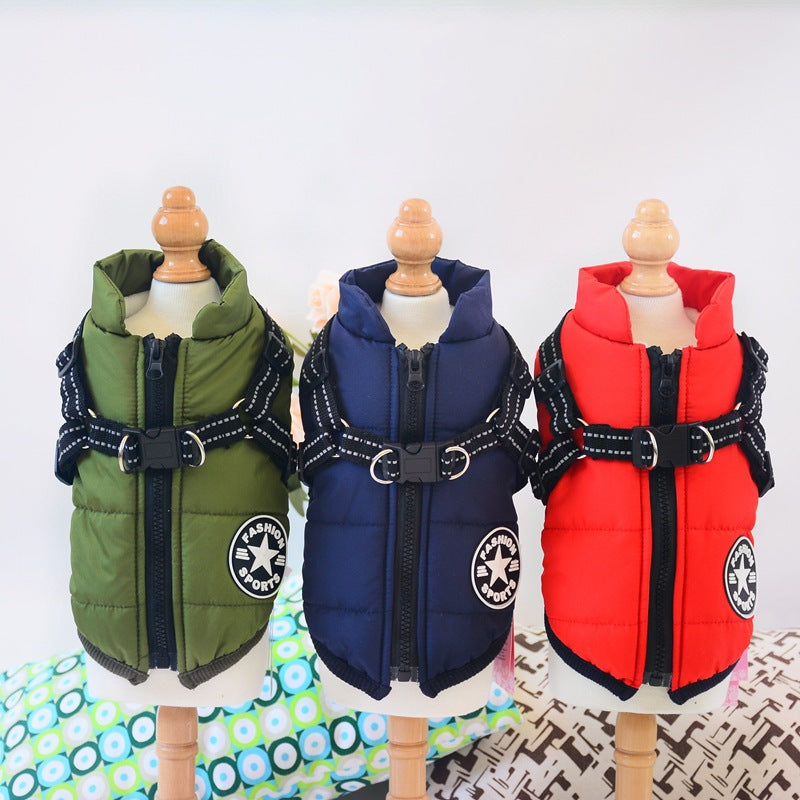 All in one waterproof dog coat with harness