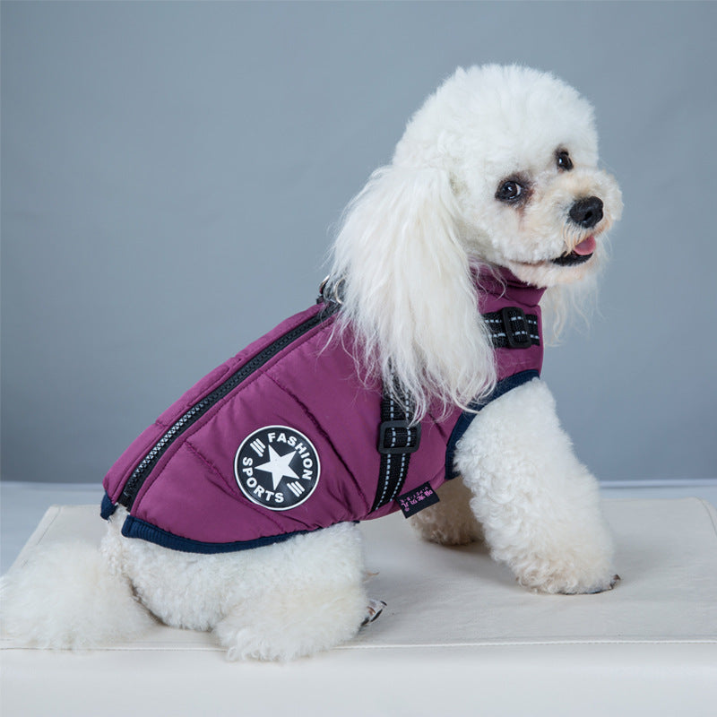 All in one waterproof dog coat with harness